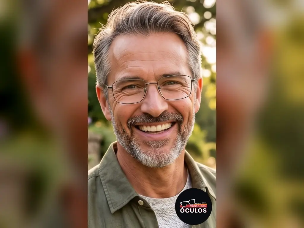Homem de barba grisalha sorrindo, de óculos com armação metálica fina